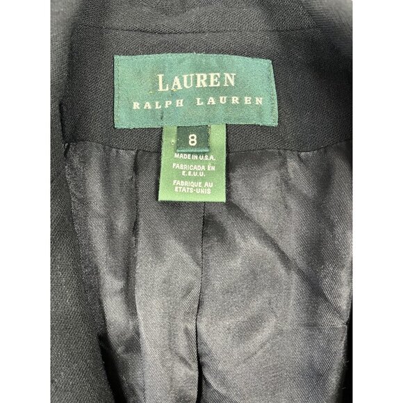 Lauren Ralph Lauren Blazer Womens 8 Black Wool Lined Double Breasted Made in USA - Picture 2 of 11